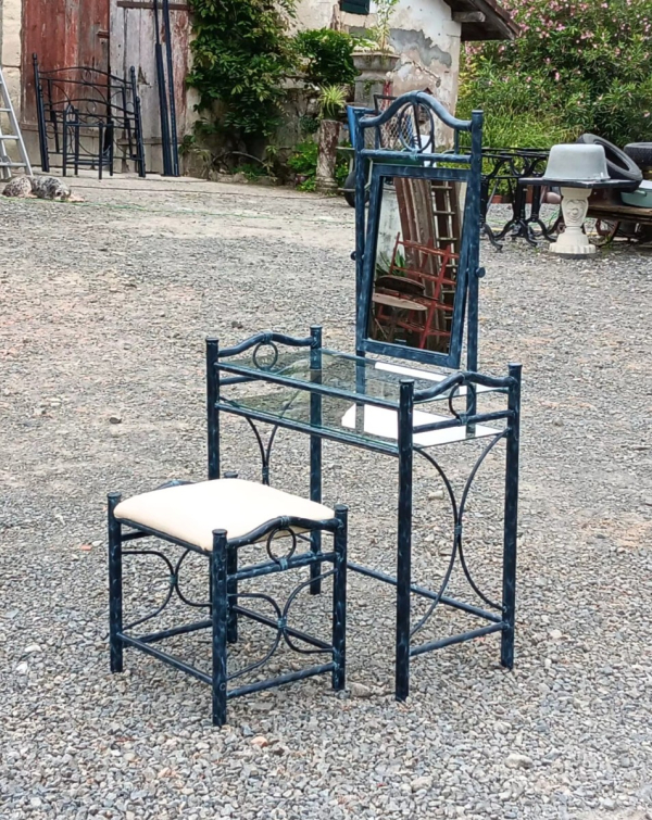 Coiffeuse + tabouret en métal n°2467