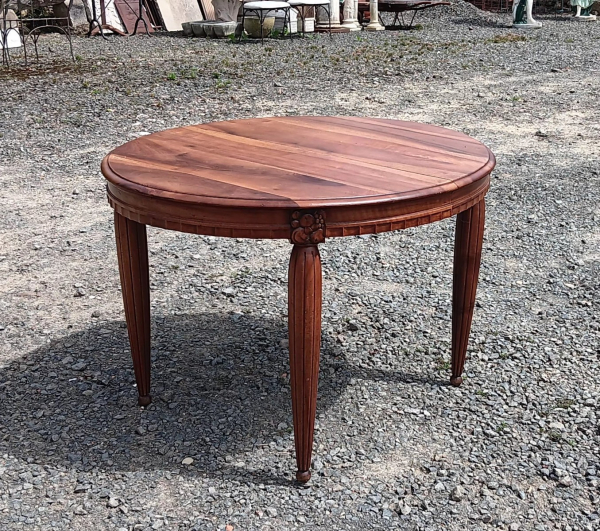 Table vintage en noyer avec rallonge n°2486