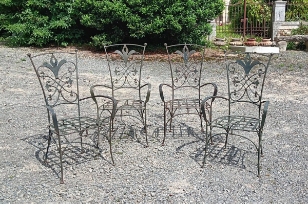 Lot de 4 fauteuils de jardin en métal n°2716