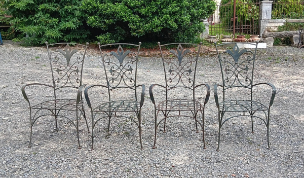 Lot de 4 fauteuils de jardin en métal n°2716