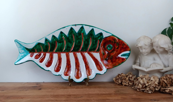 Grand plat a poisson vintage Cerenne Vallauris n°2838