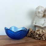 Saladier vintage en verre bleu cobalt n°2791