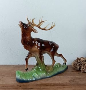 Statue vintage / Cerf en barbotine n°2730