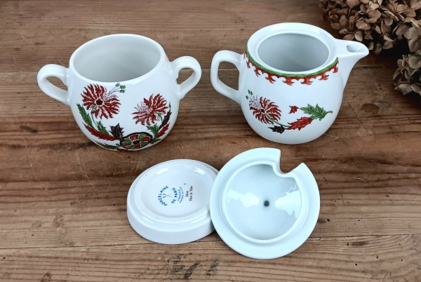 Tasse + Théière / Porcelaine de Paris / Fleur de tabac / n°2870