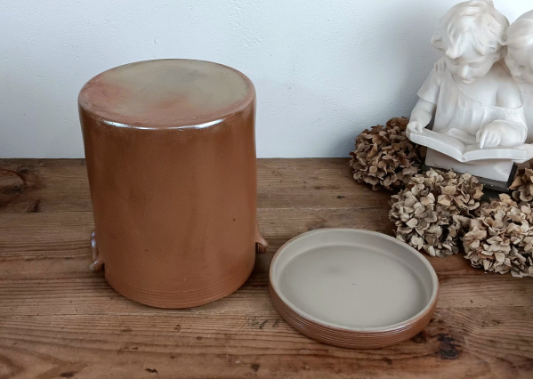 Ancien pot a crème en terre cuite vernissée n°2963