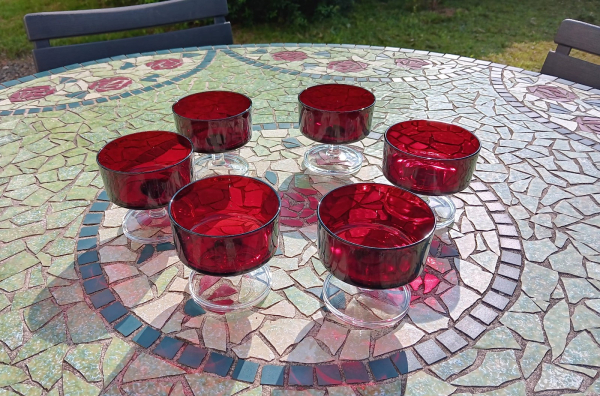 Lot de 6 verres vintages / Verre rouge / n°2882