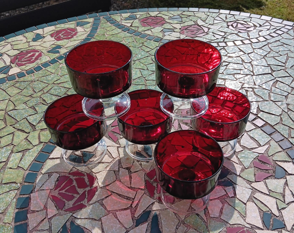 Lot de 6 verres vintages / Verre rouge / n°2882