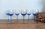 Lot de 6 anciens verres soufflés bleus n°3110