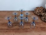 Lot de 6 anciens verres soufflés bleus n°3110