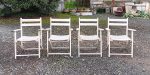 Salon de jardin vintage en bois / table + 4 fauteuils n°3085