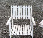 Salon de jardin vintage en bois / table + 2 fauteuils n°3096