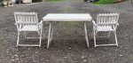 Salon de jardin vintage en bois / table + 2 fauteuils n°3096