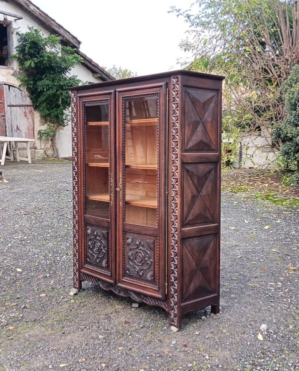 Ancienne Vitrine / Bibliothèque en chêne n°3095