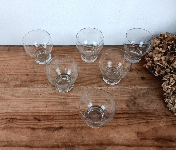 Lot de 6 verres gravés / Raisin / n°10007