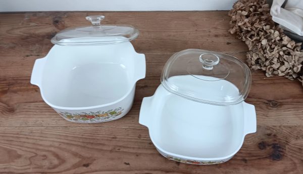 Lot de 2 plats en verre / cocottes / n°10088