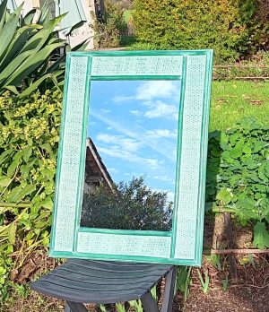 Miroir vintage en rotin vert n°10152