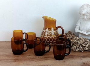 Service a orangeade vintage / Verre ambré / n°10163