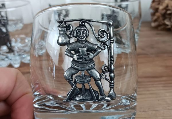 Lot de 6 verres a Whisky / Décor en étain / n°10167