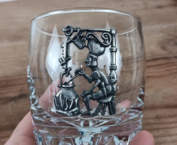 Lot de 6 verres a Whisky / Décor en étain / n°10167