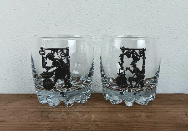 Lot de 6 verres a Whisky / Décor en étain / n°10167