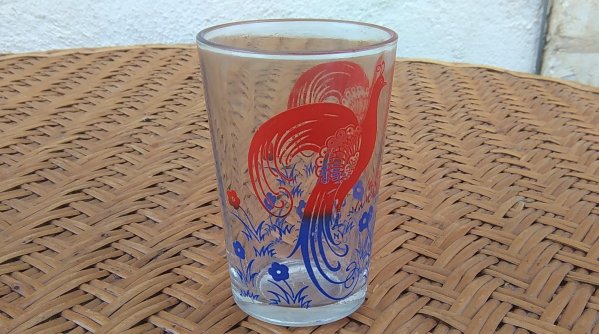 Ancien verre émaillé / Paon / n°3823