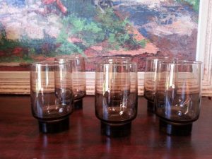 Lot de 6 verres fumés  / vintage / n°8089