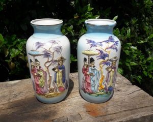 Paire de vases  japonisants / Vintage / Italy / n°9001