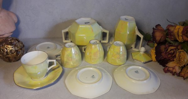 Service a café vintage / Jaune / Porcelaine / n°5097