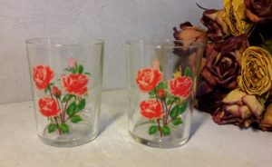 Paire de verres / Vintage / Roses / n°5236