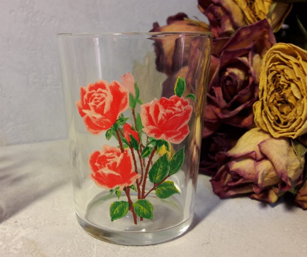 Paire de verres / Vintage / Roses / n°5236