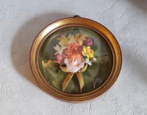 Cadre / Vintage / Fleurs / Verres bombé / n°5378