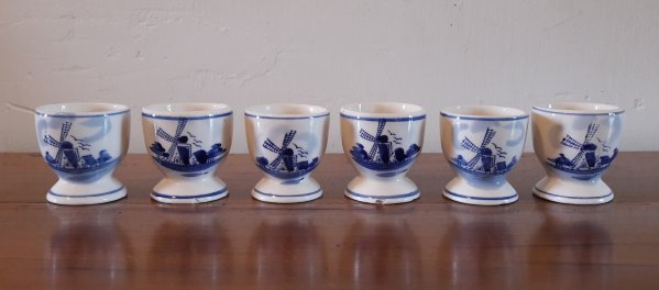 Lot de 6 coquetiers / Moulin / Delft / n°7109