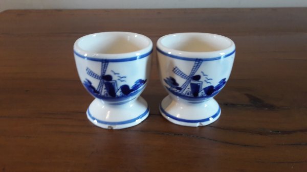 Lot de 6 coquetiers / Moulin / Delft / n°7109