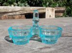 Ancien saleron verre bleu turquoise n°7312