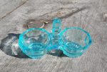 Ancien saleron verre bleu turquoise n°7312