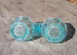 Ancien saleron verre bleu turquoise n°7312