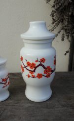 Lot de 2 pots vintages / fleurs oranges / n°7862