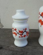 Lot de 2 pots vintages / fleurs oranges / n°7862