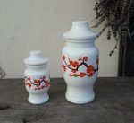 Lot de 2 pots vintages / fleurs oranges / n°7862