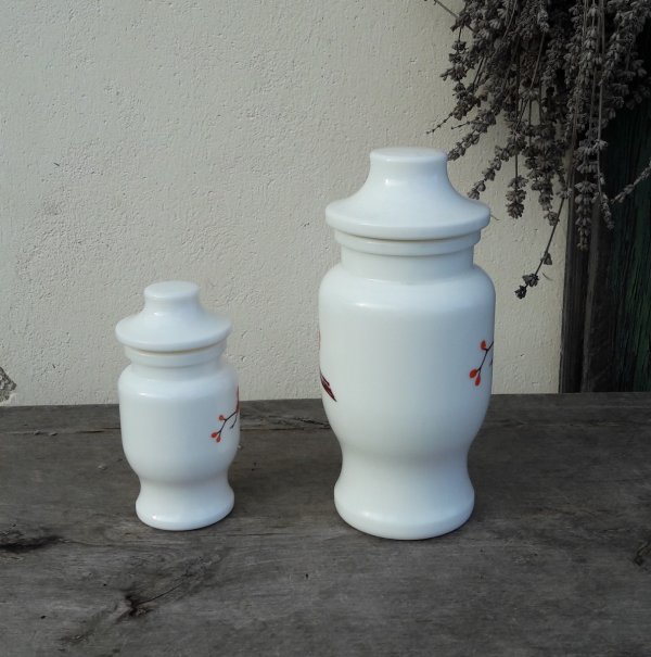 Lot de 2 pots vintages / fleurs oranges / n°7862