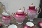 Ancien service a café LIMOGES rose et or n°4510