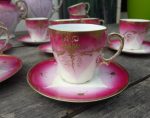 Ancien service a café LIMOGES rose et or n°4510