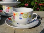 Lot de 4 grandes tasses / papillons fleurs / n°4226