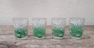 Lot de 4 verres vintages / liqueur / Muguet / n°4588