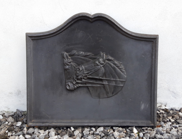 Plaque de cheminée en fonte / cheval / chevaux / n°4993