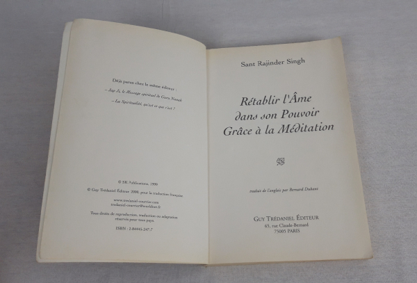 Livre / Rétablir l'âme dans son pouvoir grâce a la méditation n°2611