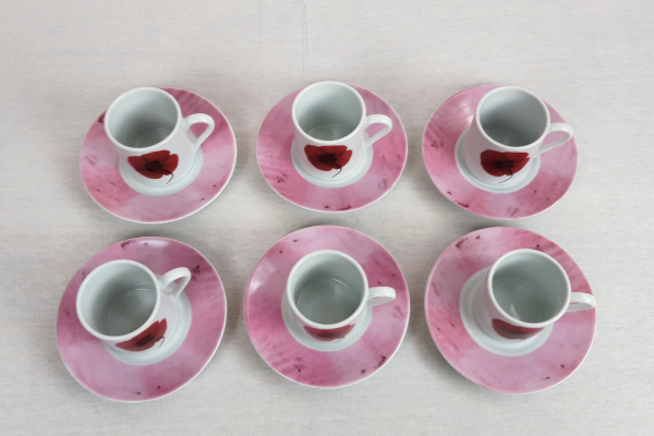 Lot de 6  tasses a café coquelicot n°2753