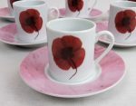 Lot de 6  tasses a café coquelicot n°2753