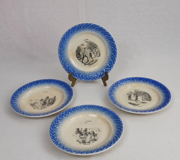 Lot de 4 assiettes parlantes creil Montereau n°2759