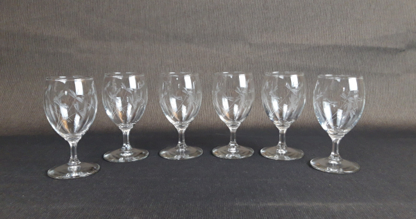 Lot de 6 verres gravés / Apéritifs / n°8232